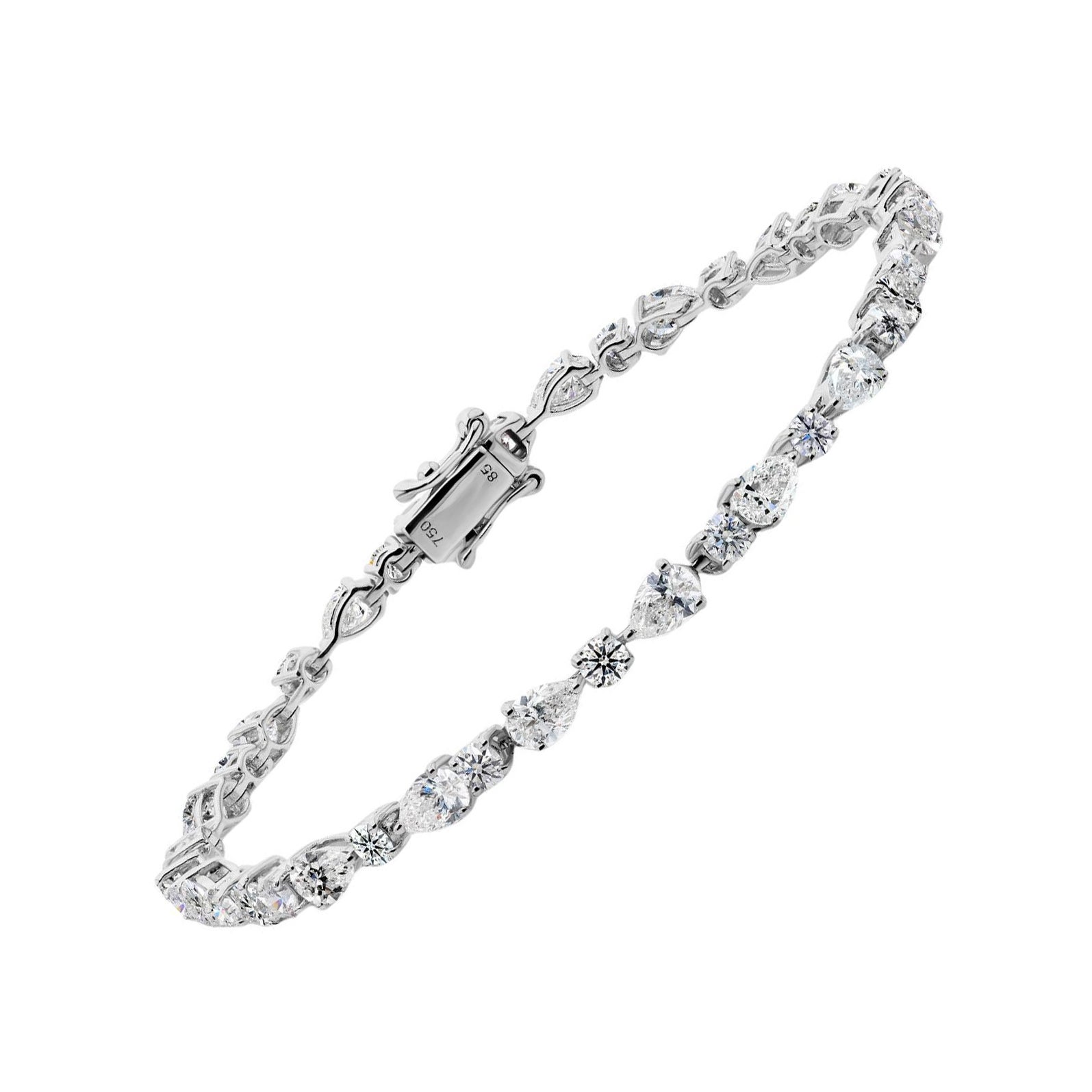 Multi Cut 6.49 Ct Genuine Diamond Bracelet 18k White Gold Jewelry