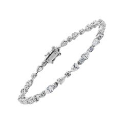 Multi Cut 6.49 Ct Genuine Diamond Bracelet 18k White Gold Jewelry