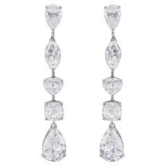 Orecchini pendenti con diamanti a taglio misto da 7,61 ct in oro bianco 14K – Regalo di nozze e di anniversario