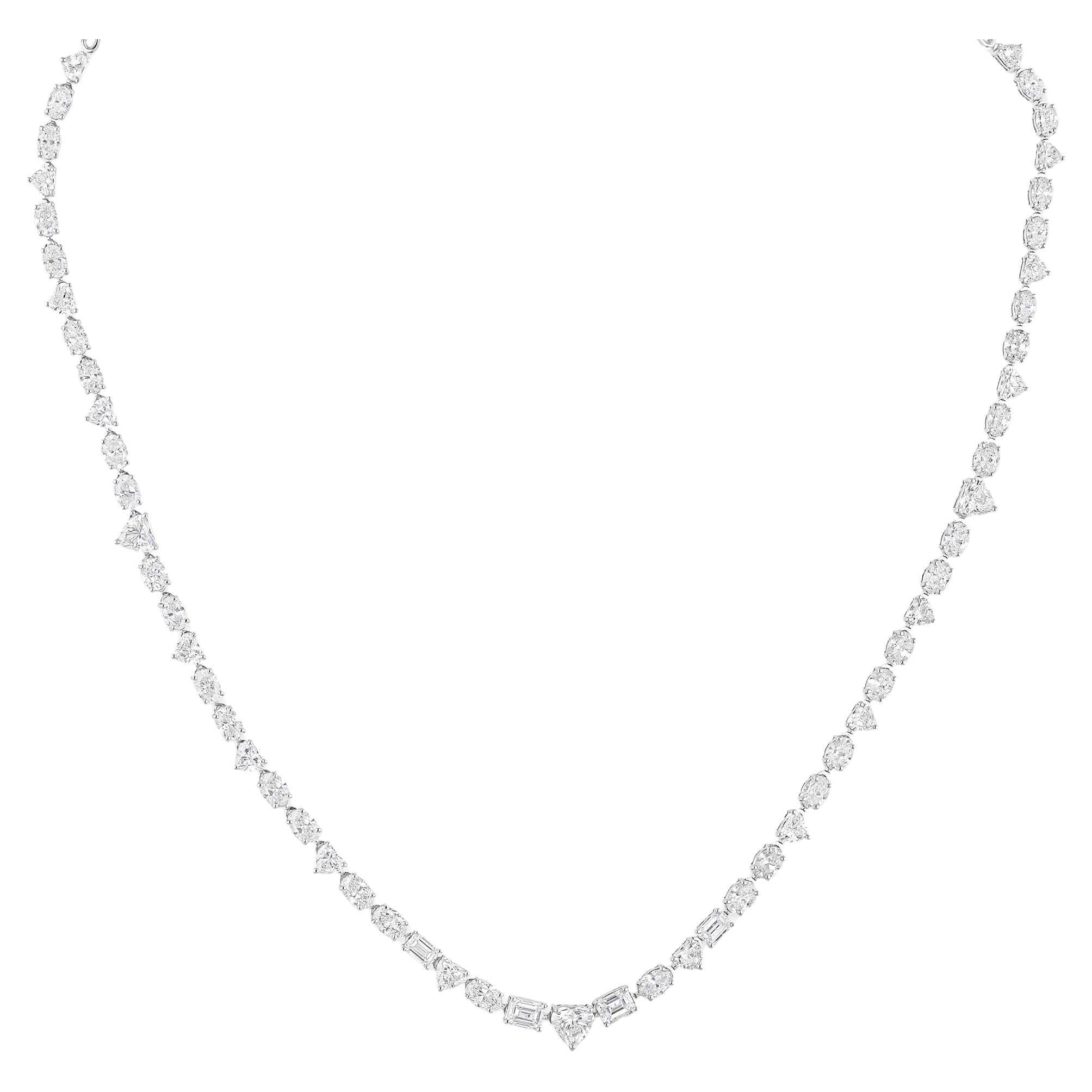 Multi Cut Certified Diamond Bridal Necklace in 14 Karat White Gold Fine Jewelry