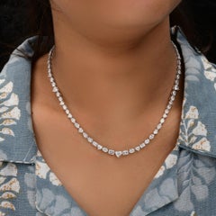 Multi Cut Certified Diamond Bridal Necklace in 18 Karat White Gold Fine Jewelry