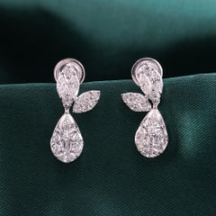Multi-Cut Diamond Drop Earrings in 18K White Gold, 2.82 Carat, HRD Certified