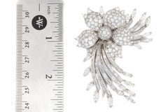 Multi Cut Diamond Floral Brooch in Platinum