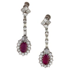 Multi Cut Diamond & Ruby Drop Earrings