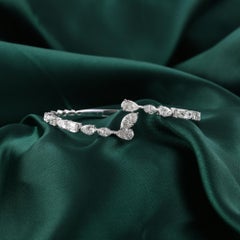 18k White Gold 6.12ct Diamond Bangle Bracelet, Modern Mixed-Cut Design Jewelry