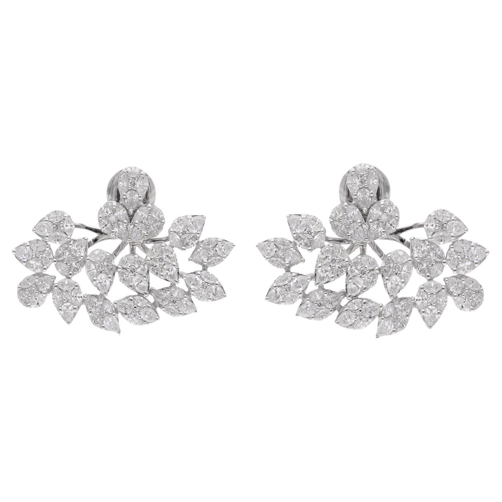 Orecchini da sposa a grappolo con diamanti naturali taglio multiplo Regalo Oro bianco 14 carati