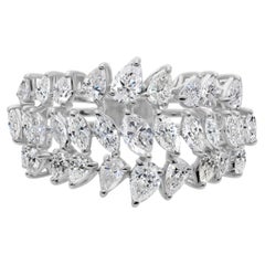 2 Carat Multi Cut Natural Diamond Triple Row Anniversary Ring 18k White Gold