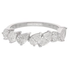 Multi Cut SI/H 1.6Ct Natural Diamond Band Ring 18k Weißgold Feine Juwelen