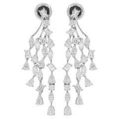 Multi Cut SI/H 3.77Ct Natural Diamond Jacket Earrings Fine 14k White Gold (Boucles d
oreilles en or blanc 14k)