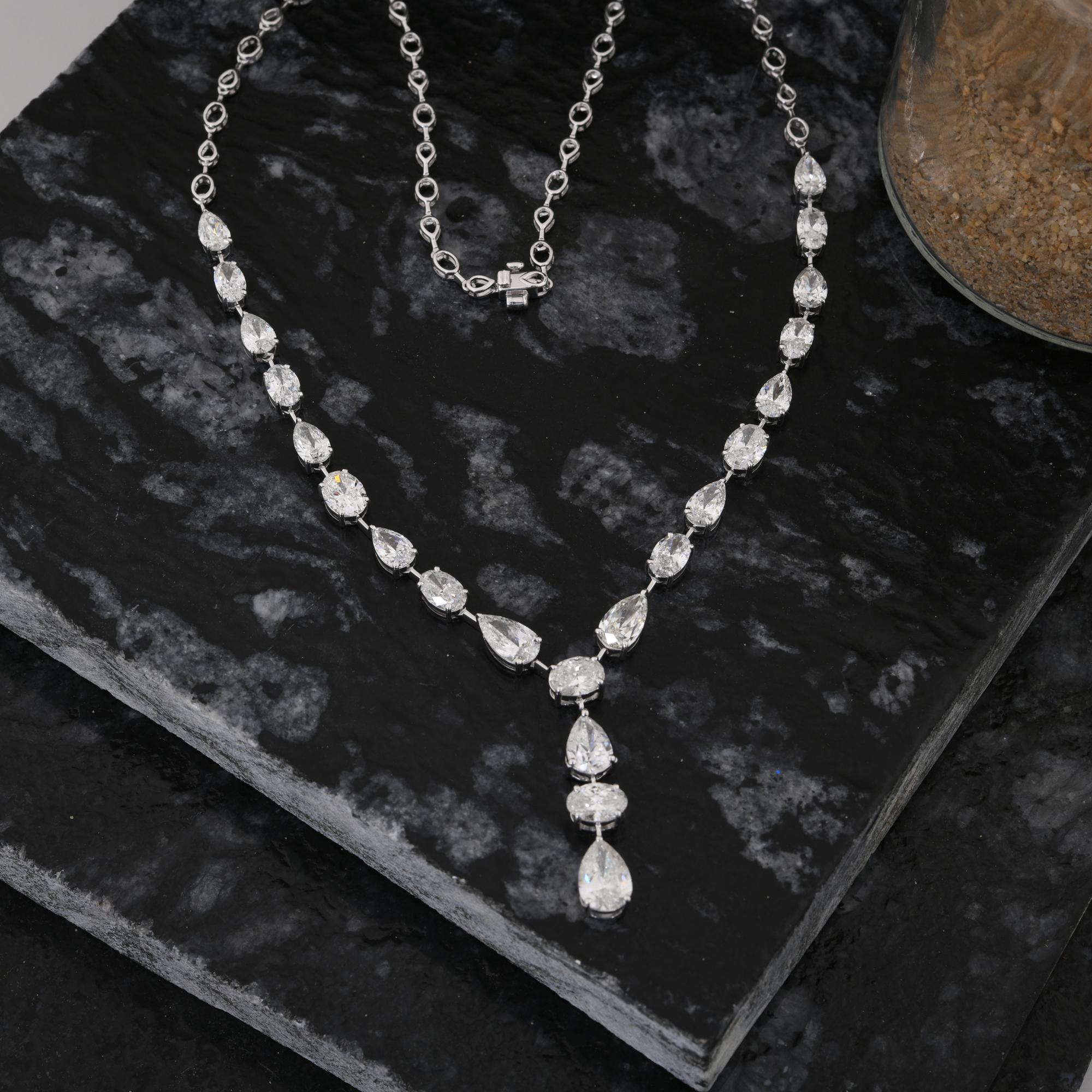 Women's Multi Cut SI/H Natural Diamond Y- Drop Wedding Necklace 14k Solid White Gold For Sale