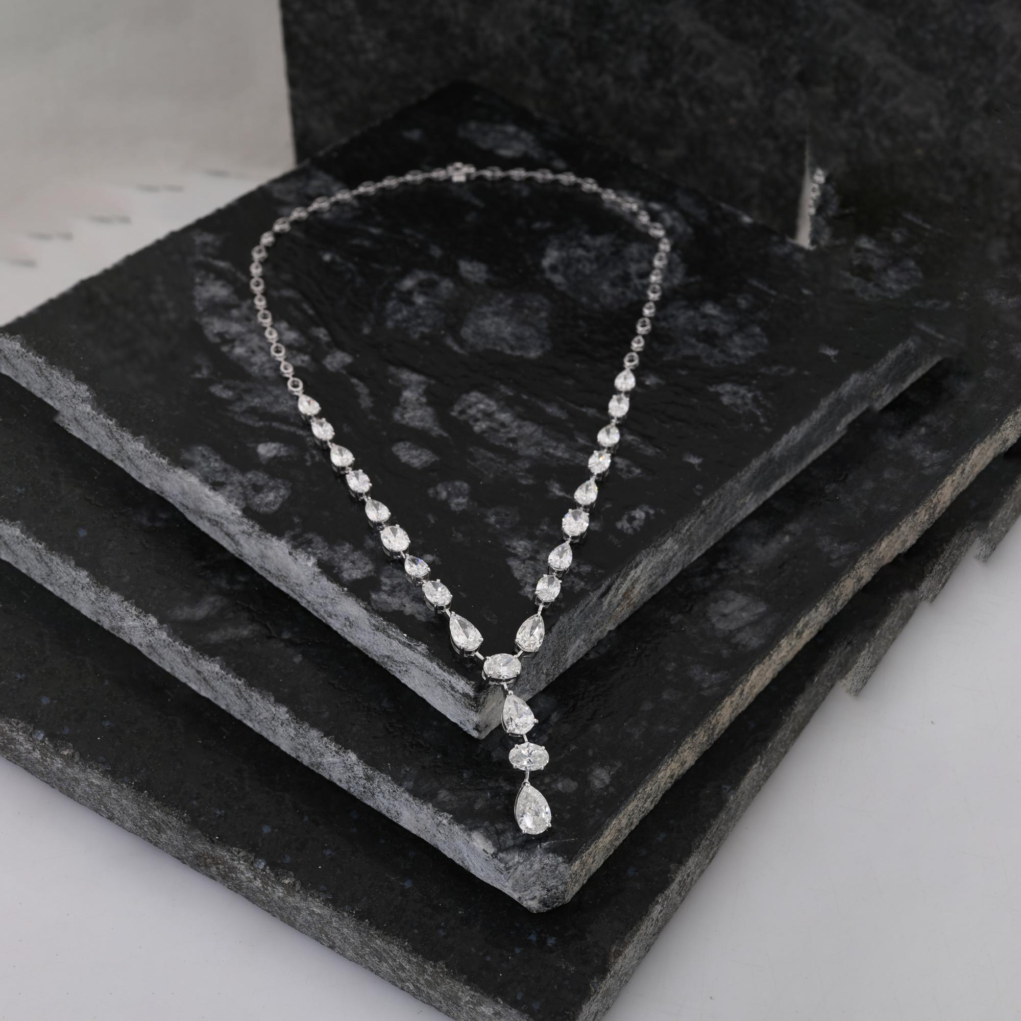 Multi Cut SI/H Natural Diamond Y- Drop Wedding Necklace 14k Solid White Gold For Sale 1