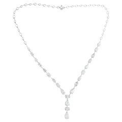 Collana nuziale a Y con diamanti naturali SI/H a taglio multiplo in oro bianco massiccio 14 carati