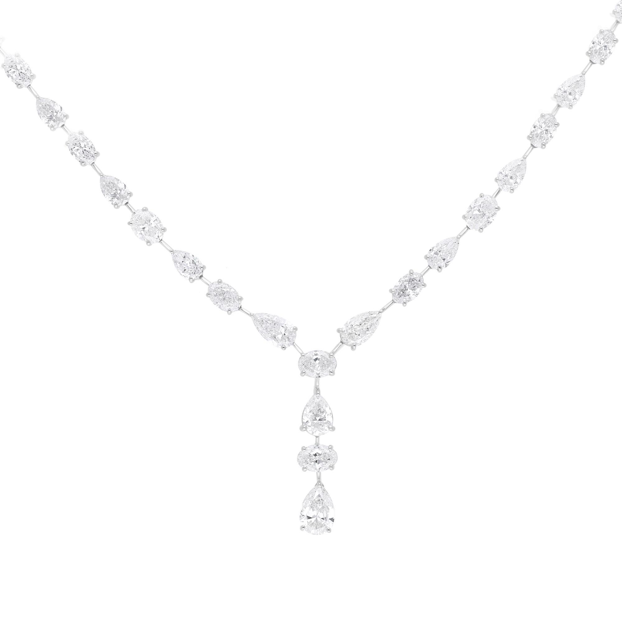 Multi Cut SI/H Natürlicher Diamant Y- Drop Hochzeit Halskette 18k Massiv Weißgold im Zustand „Neu“ im Angebot in Diera, Dubai