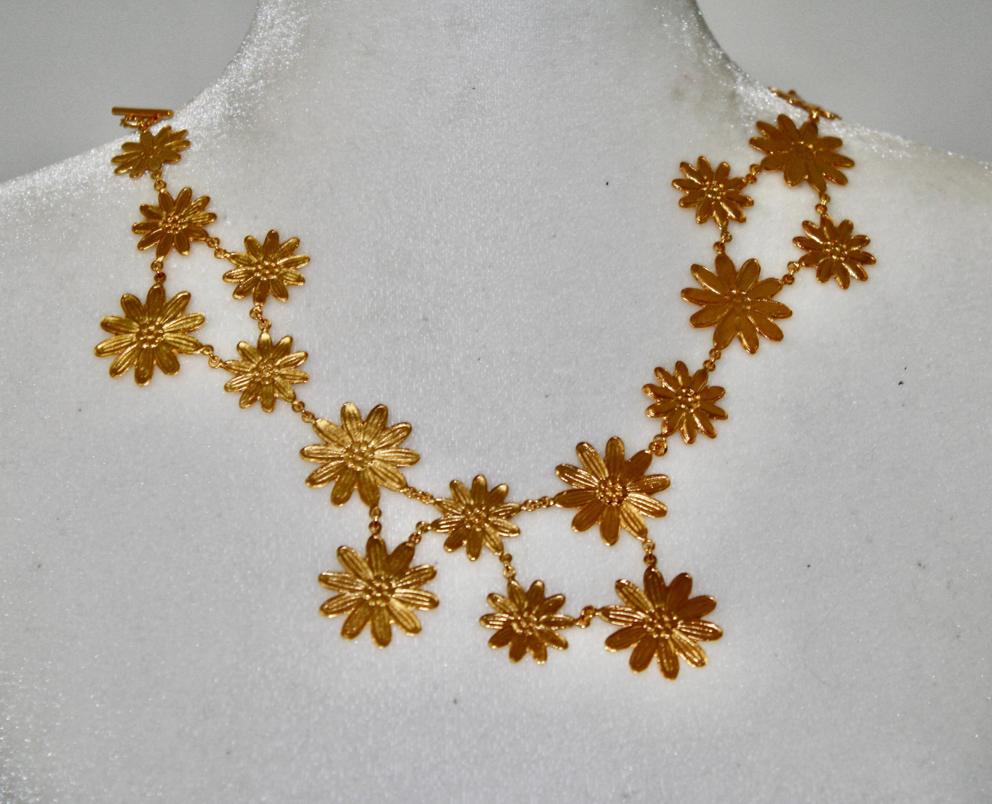 Byzantine Multi Daisy Gilded Brass Choker