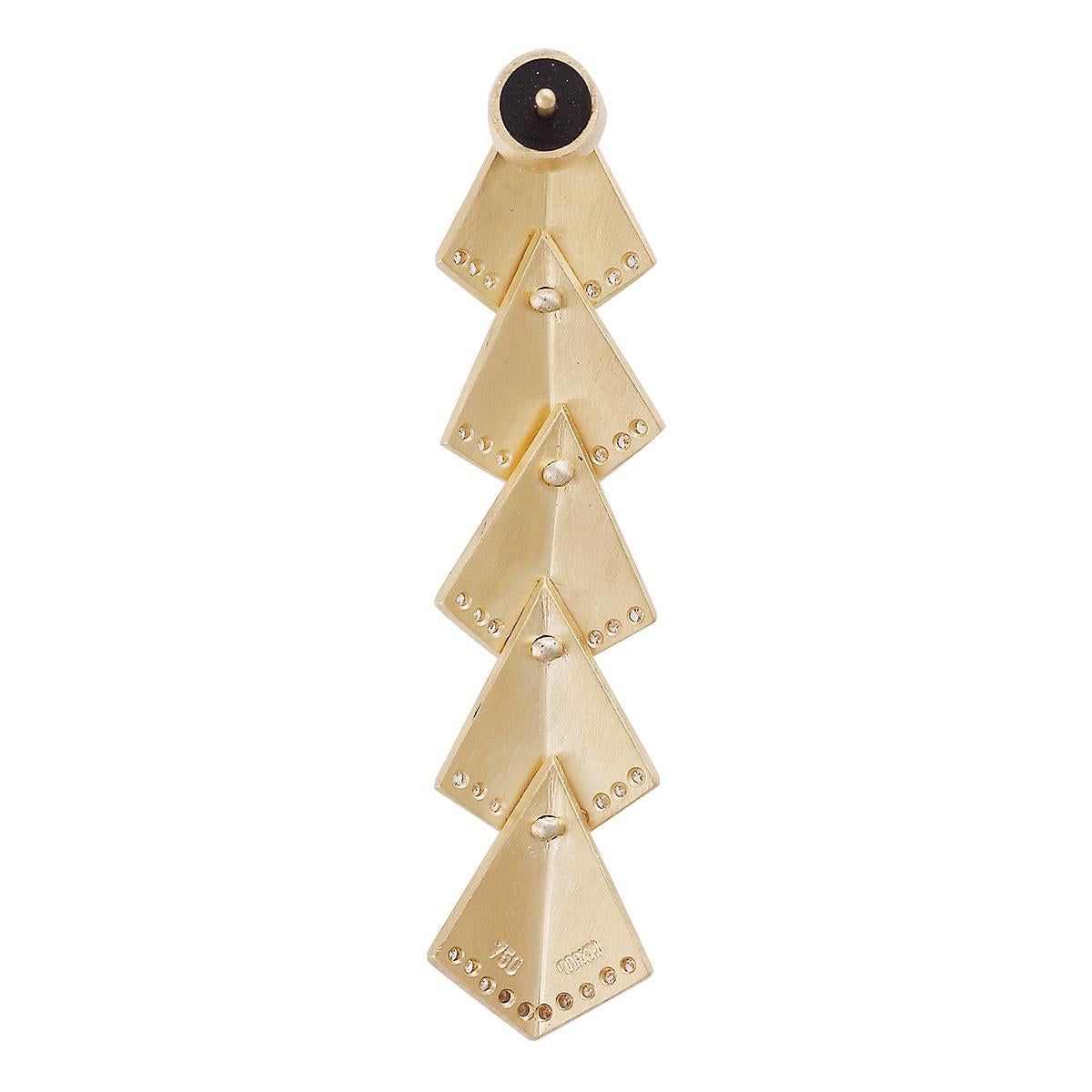 Art Deco Ileana Makri 18 karat Gold, Satin-finished, Multi Rombus Diamond Deco Earrings For Sale