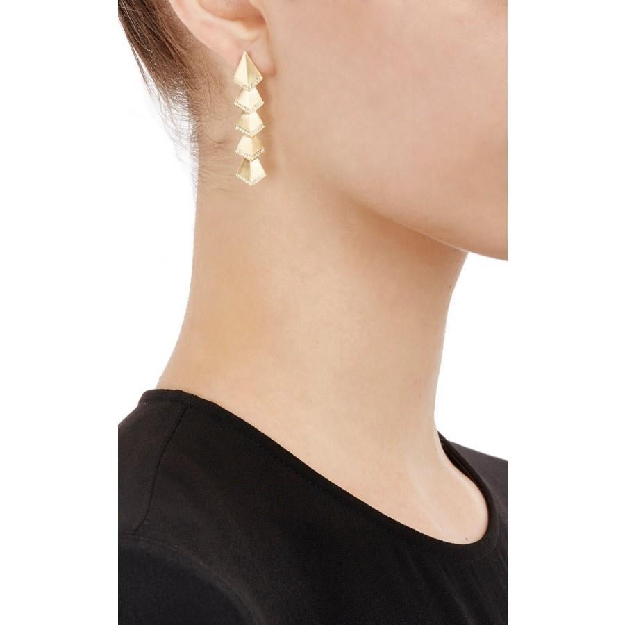 Women's Ileana Makri 18 karat Gold, Satin-finished, Multi Rombus Diamond Deco Earrings For Sale