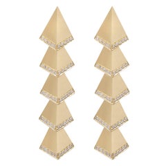 Ileana Makri 18 karat Gold, Satin-finished, Multi Rombus Diamond Deco Earrings