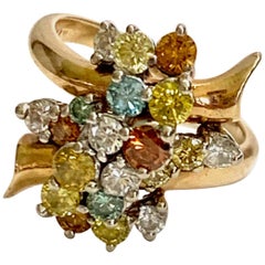 Multi Diamond 14 Karat Gold Ring - Size 7