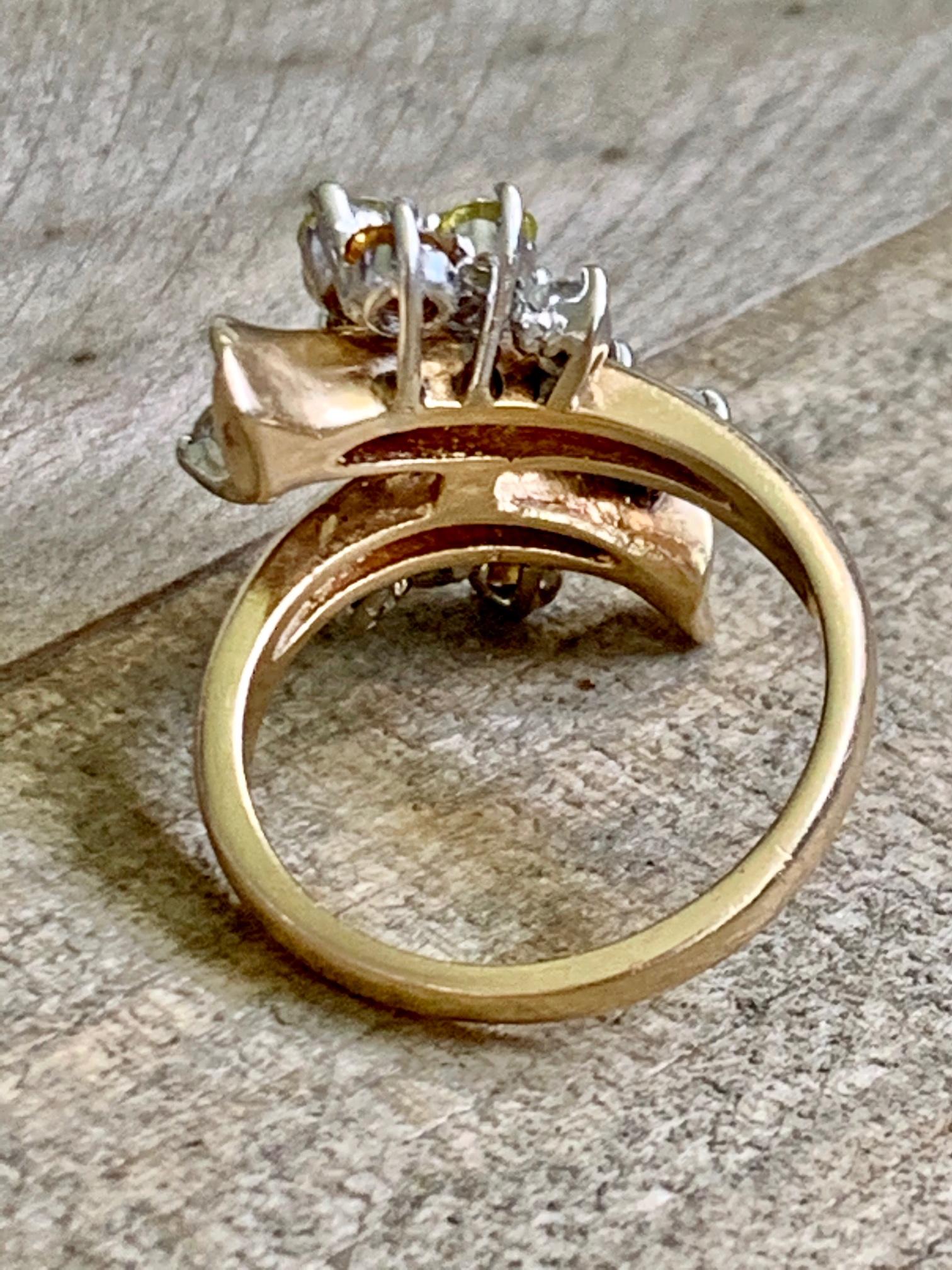 Multi Diamond 14 Karat Gold Ring - Size 7 For Sale 1