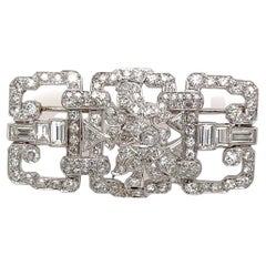 Multi-Diamond Art Deco Platinum Brooch Pin Estate Fine Jewelry