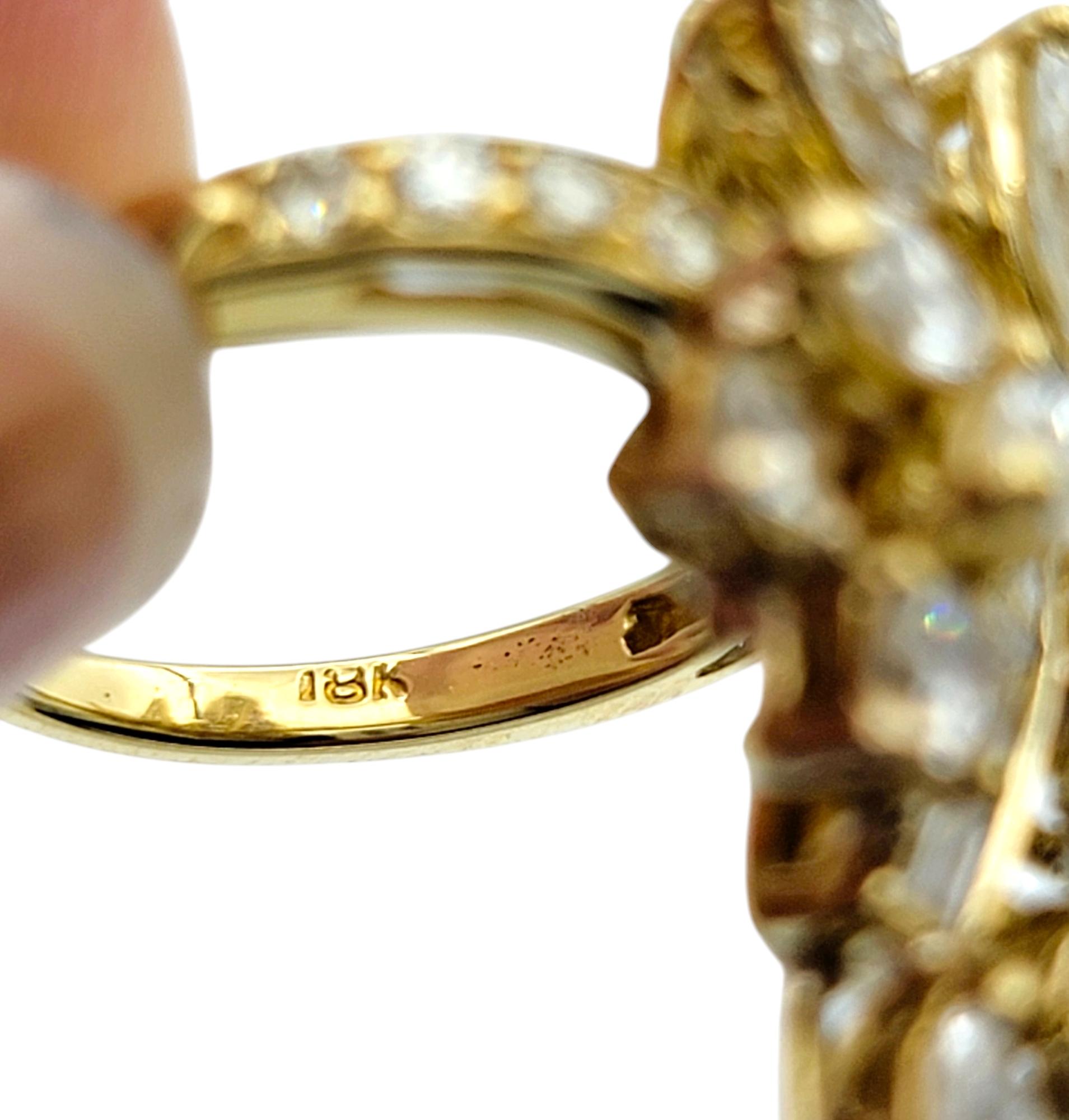 Multi-Diamond Asymmetrical Spray Cocktail Ring in Polished 18 Karat Yellow Gold For Sale 1