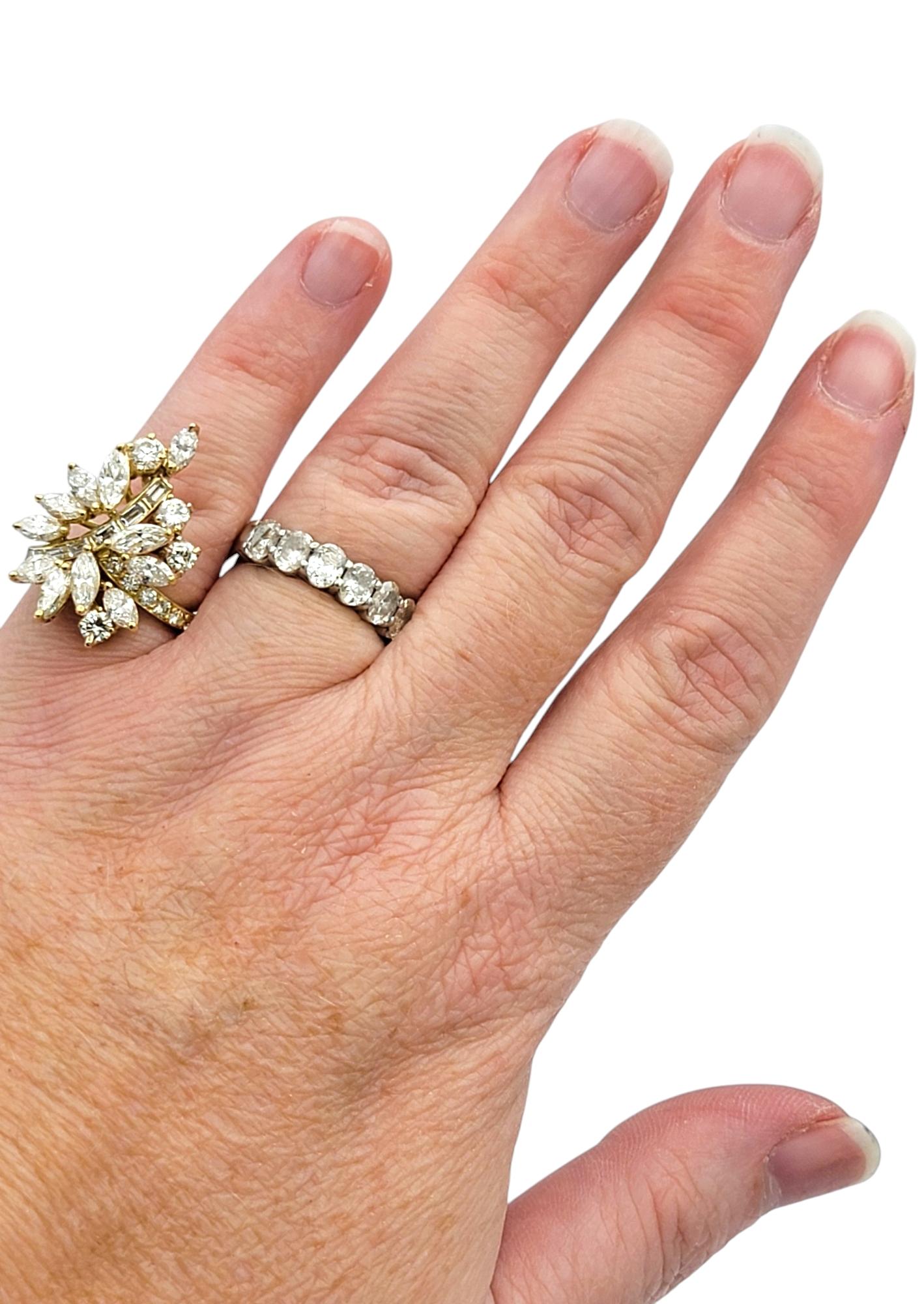 Multi-Diamond Asymmetrical Spray Cocktail Ring in Polished 18 Karat Yellow Gold For Sale 2