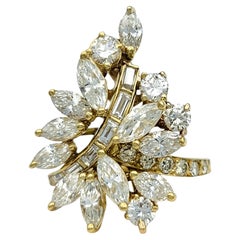 Multi-Diamond Asymmetrical Spray Cocktail Ring in Polished 18 Karat Yellow Gold