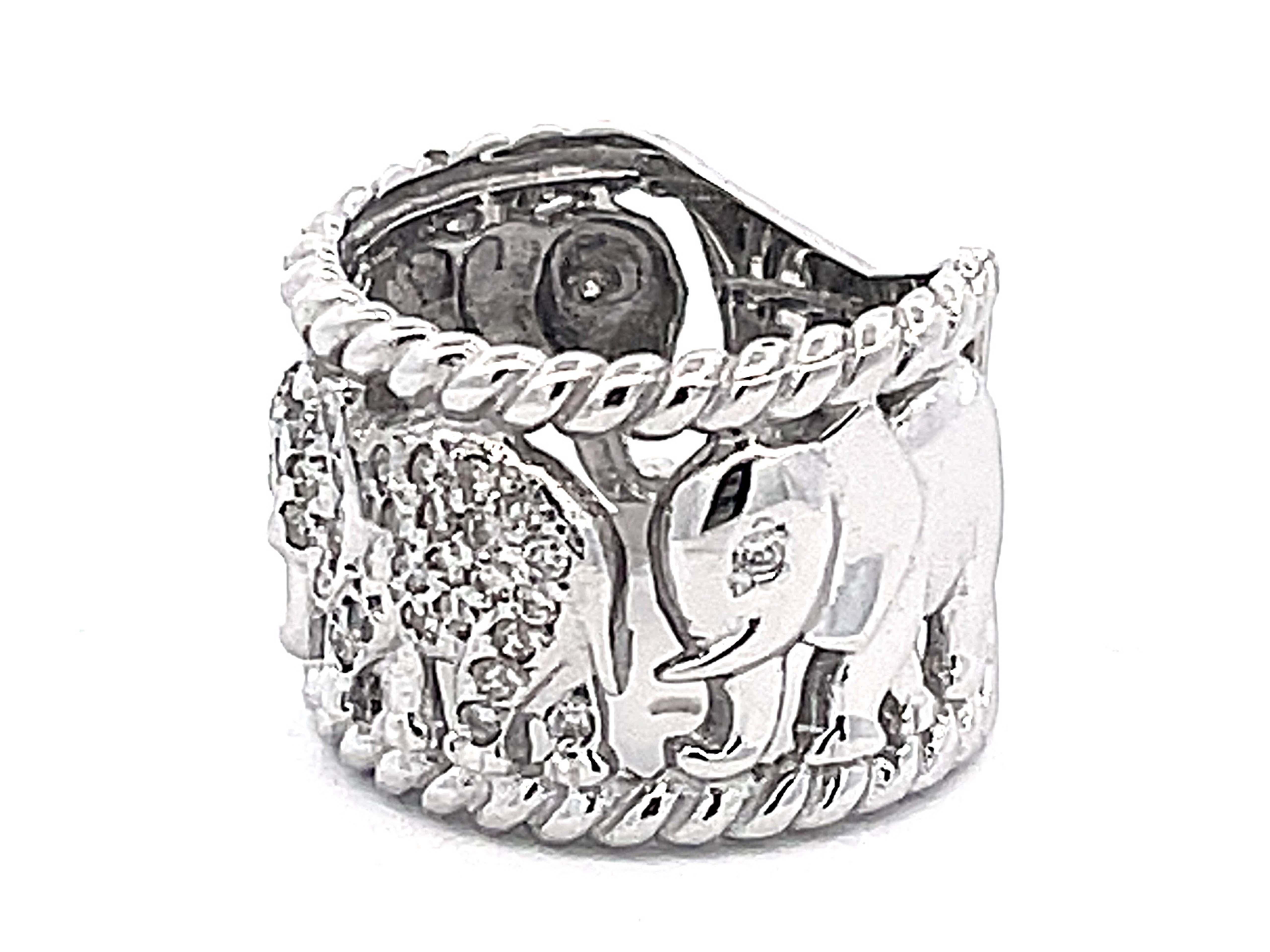 Brilliant Cut Multi Diamond Band Ring in 14k White Gold For Sale