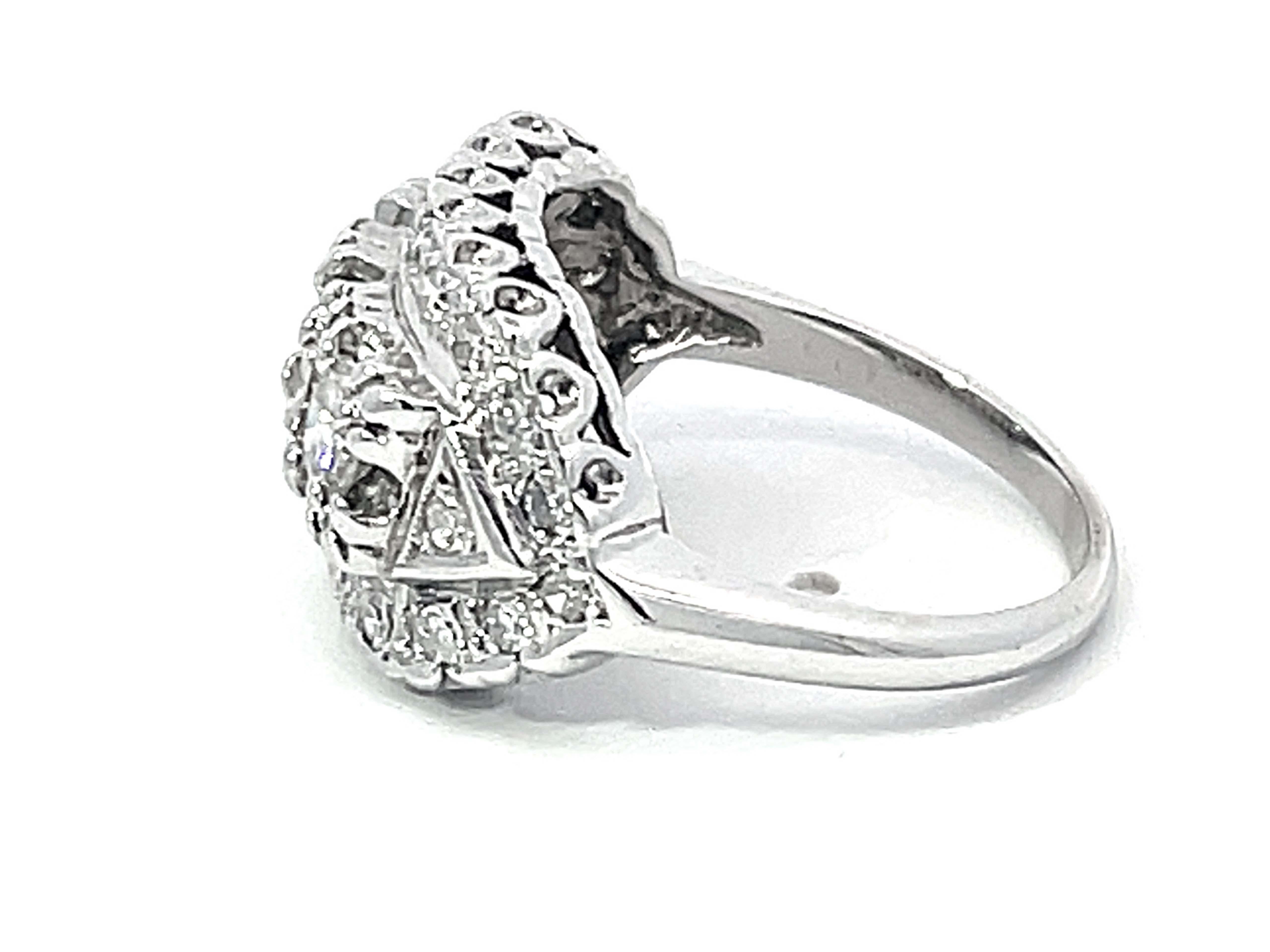 Women's or Men's Multi Diamond Band Ring in 14k White Gold For Sale