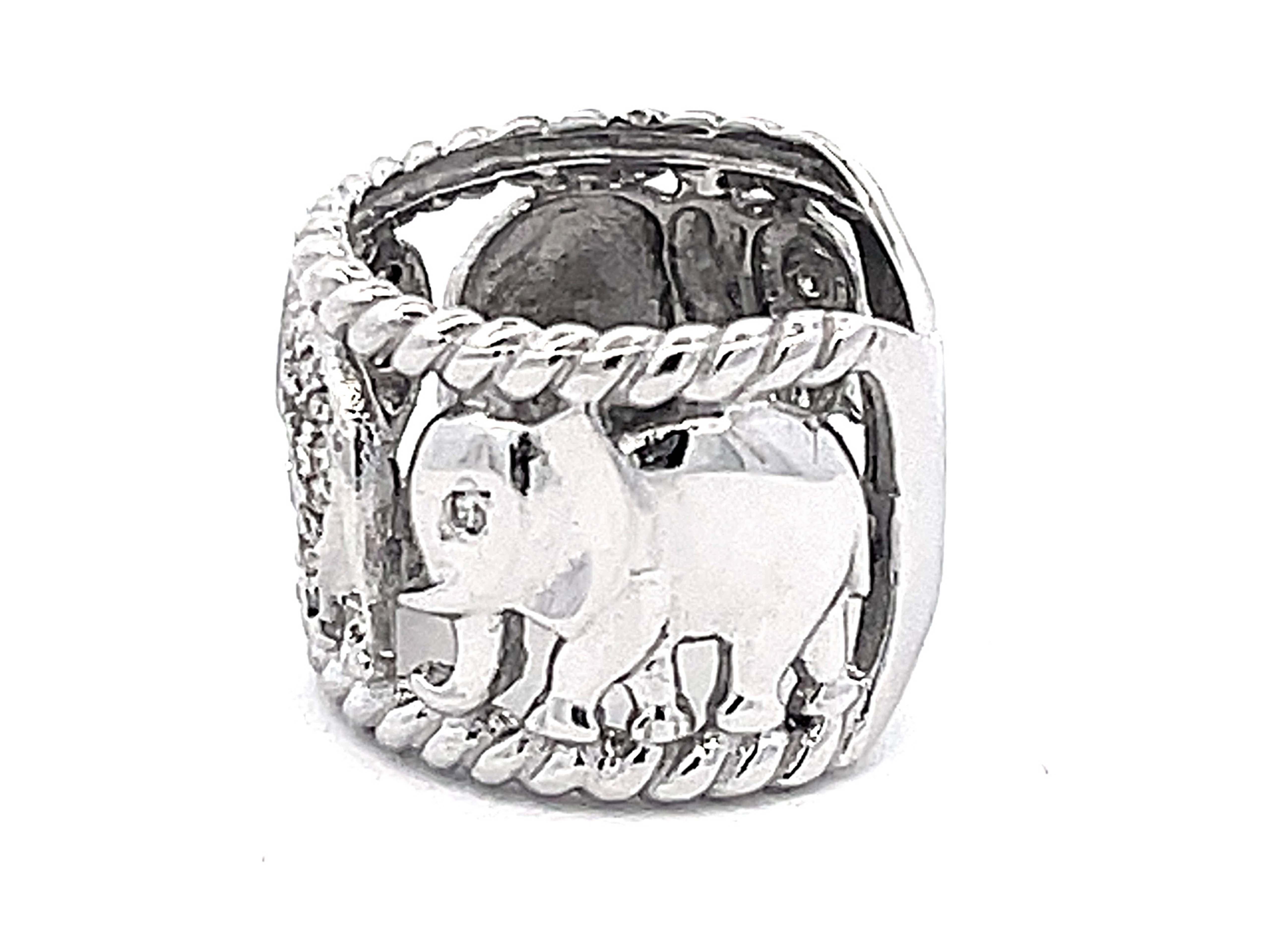 Women's or Men's Multi Diamond Band Ring in 14k White Gold For Sale