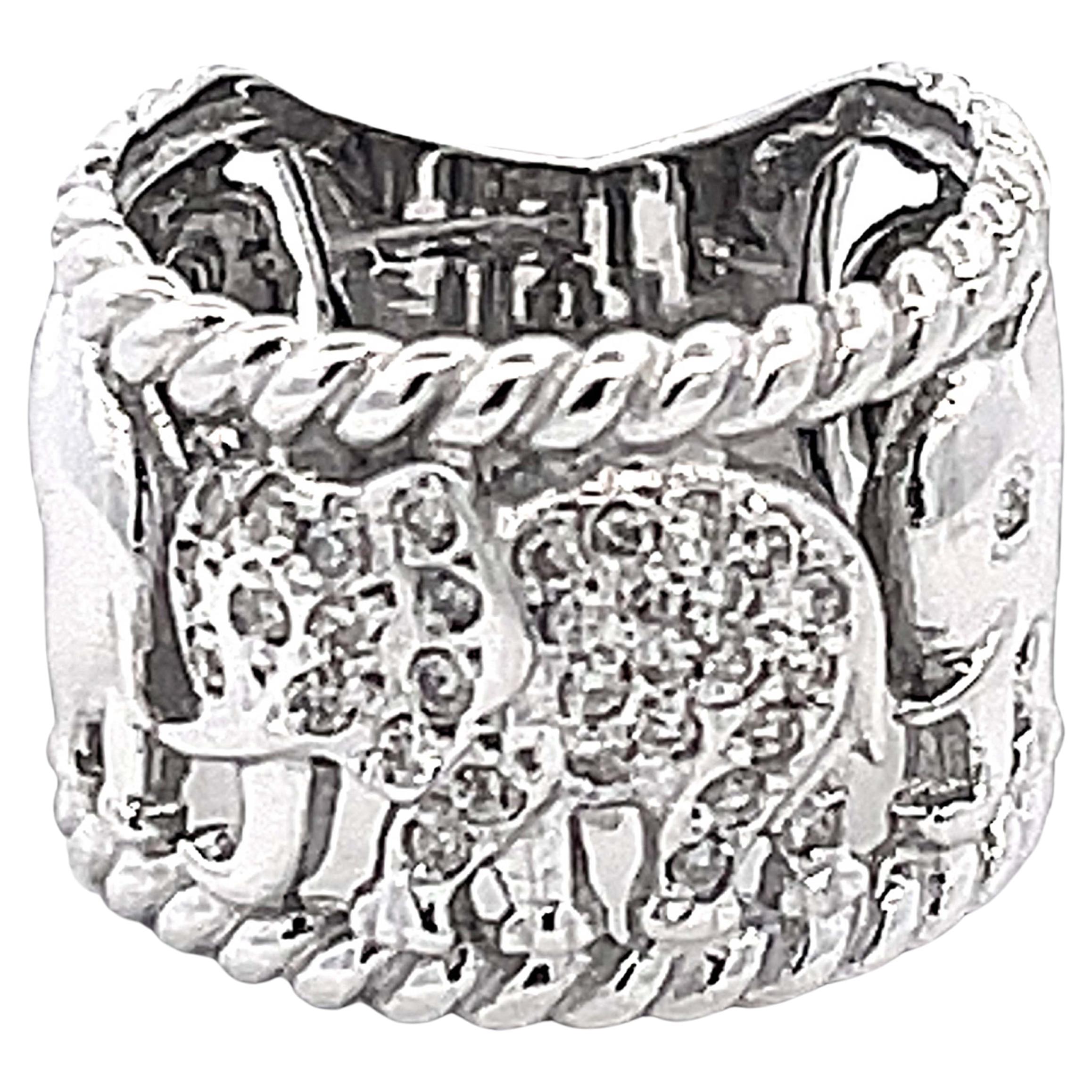 Multi Diamond Band Ring in 14k White Gold For Sale