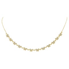 Multi Diamond Butterfly Link Necklace 1.16 Carats 14KT Yellow Gold Adjustable