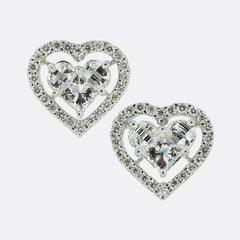 Multi Diamond Cluster Heart Earrings