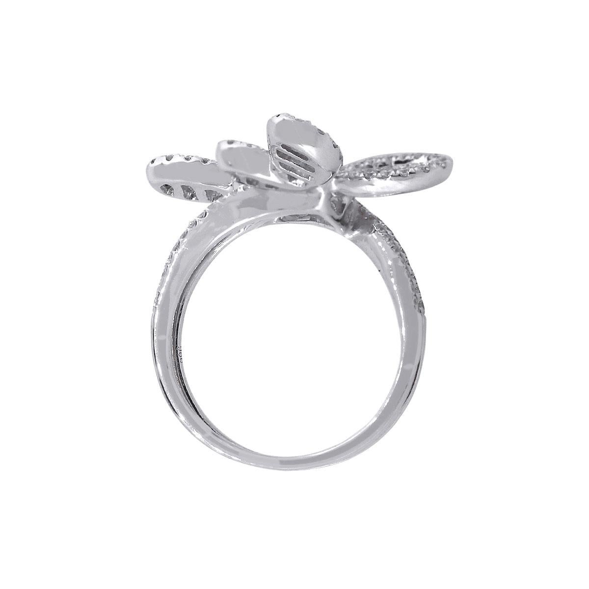 Round Cut Multi Diamond Double Butterfly Ring