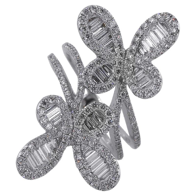 Multi Diamond Double Butterfly Ring