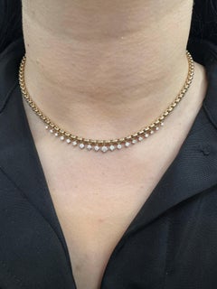 Multi Diamond Drop Box Link Necklace 1.23 Carats 14 Karat Yellow Gold Adjustable