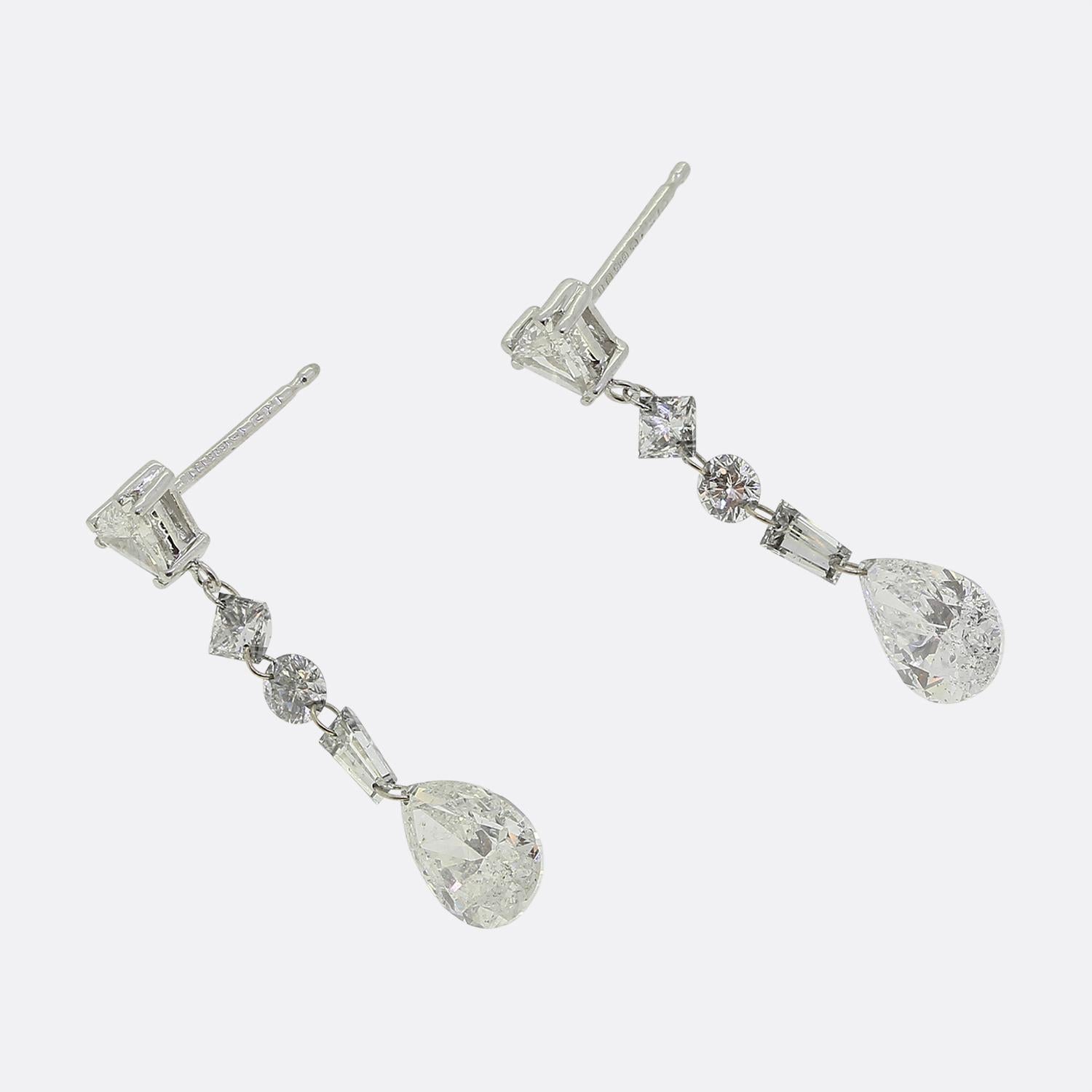 Pear Cut Multi Diamond Drop Earrings