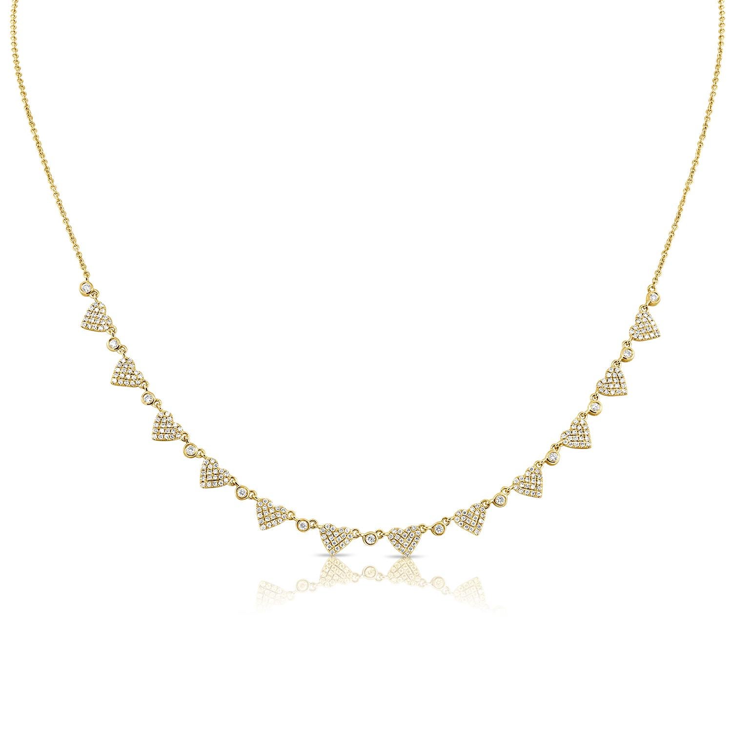 Collier à maillons en or blanc 14 carats avec chaton en forme de cœur et plusieurs diamants de 0,94 carat en vente 6