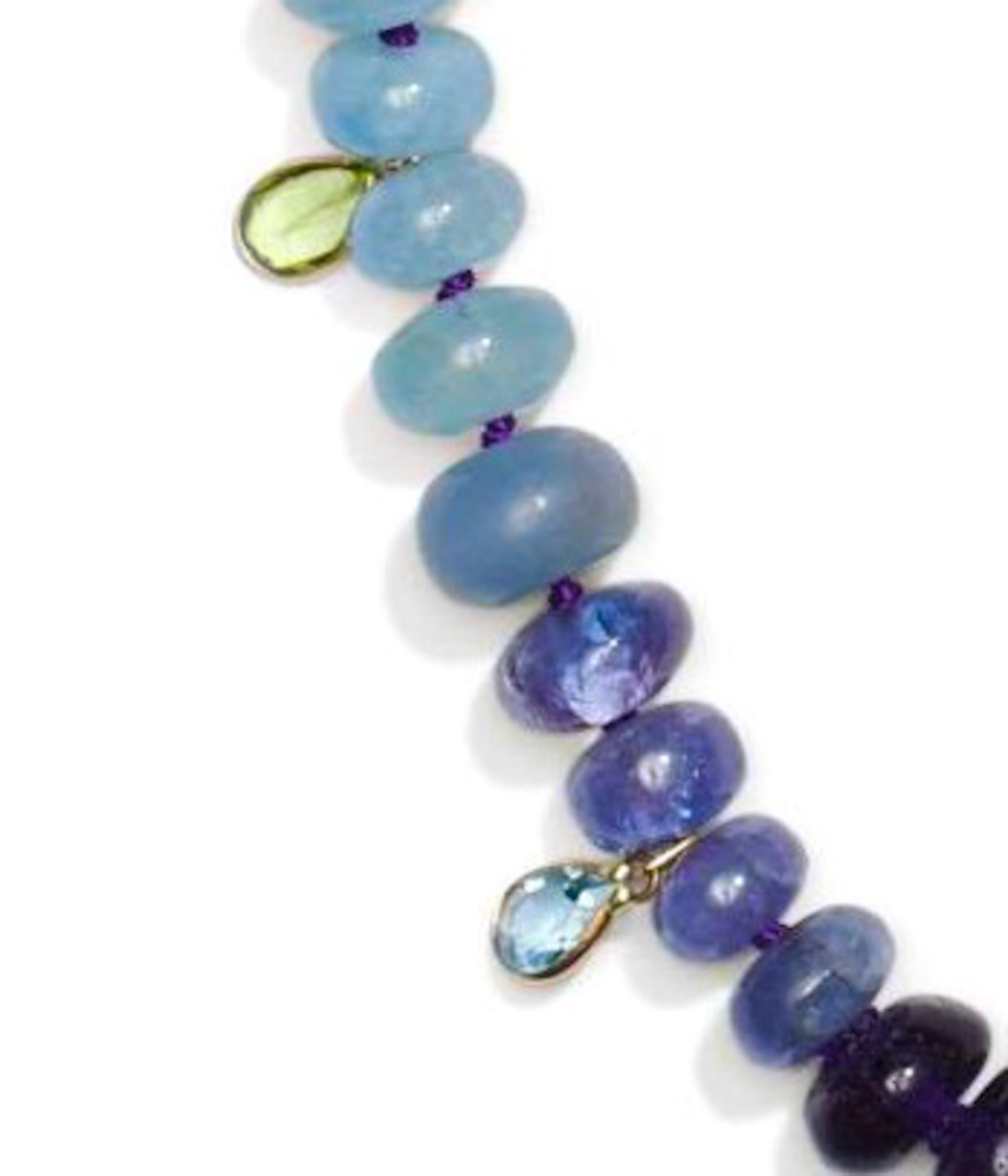 Modern 200 Carat Blue Sapphire and Ethiopian Opal Diamond Multi Charm Necklace in 14K