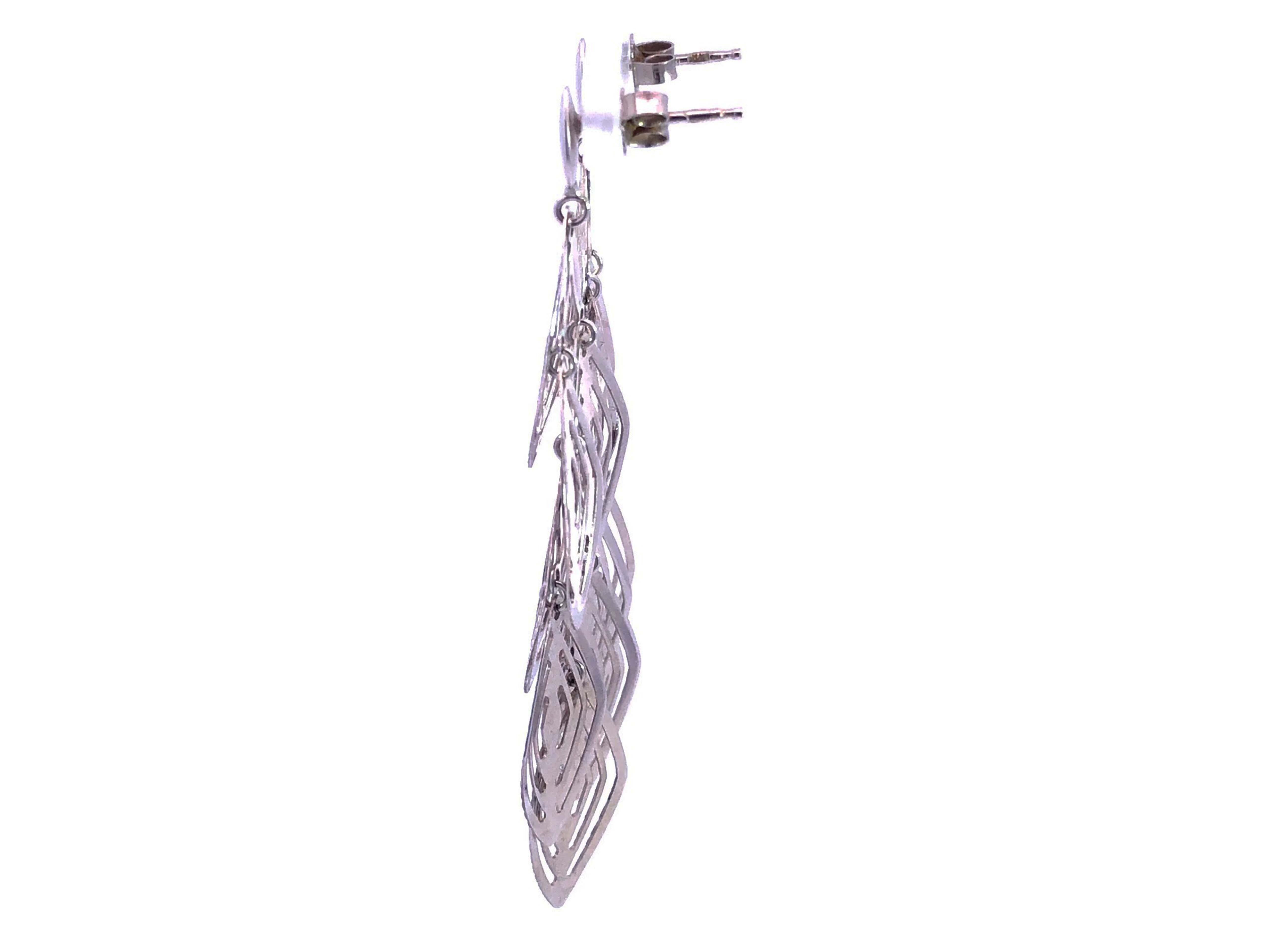 Donna Multi Diamond Shape Dangle Earrings in 14k White Gold