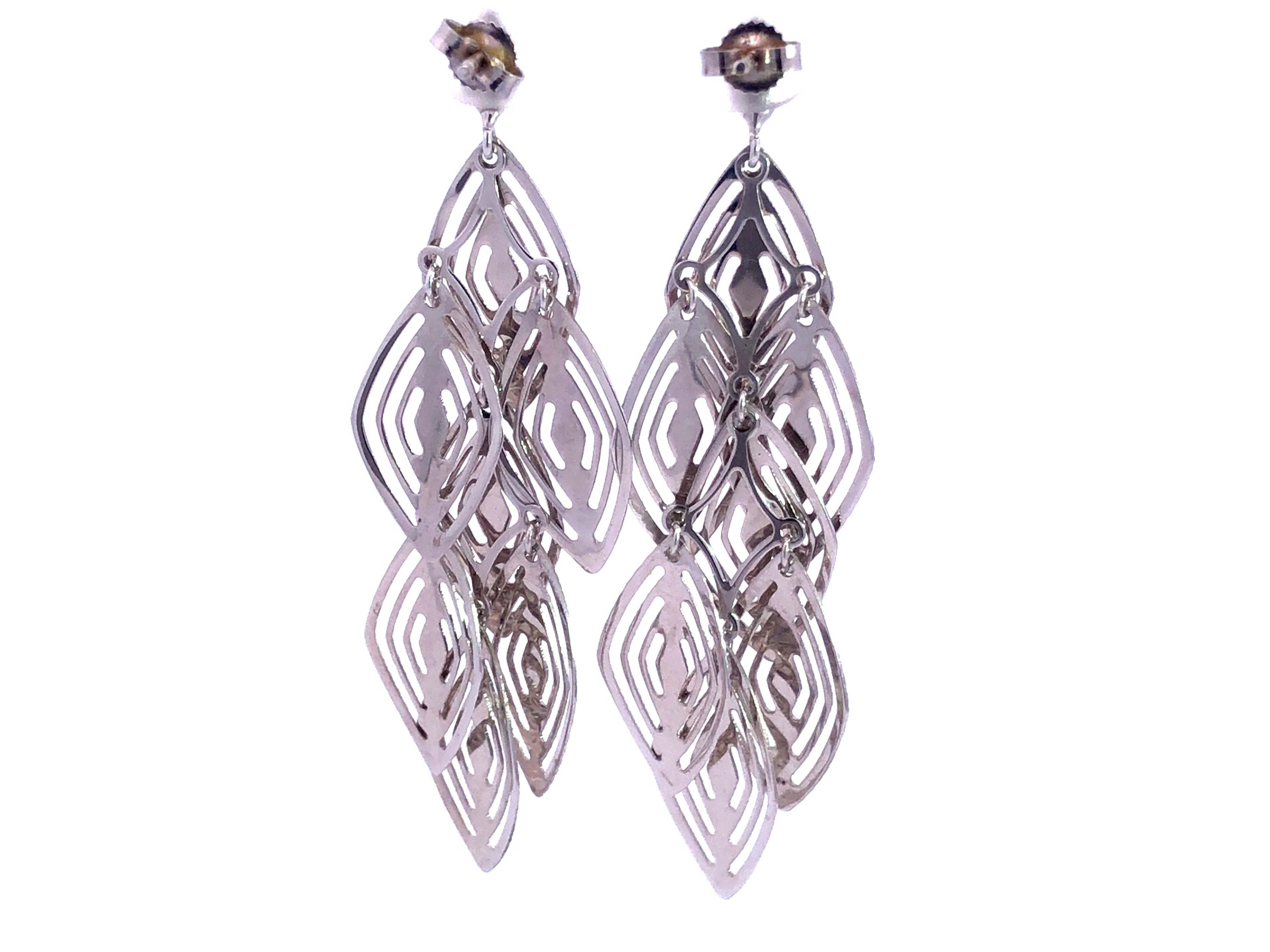 Multi Diamond Shape Dangle Earrings in 14k White Gold 1