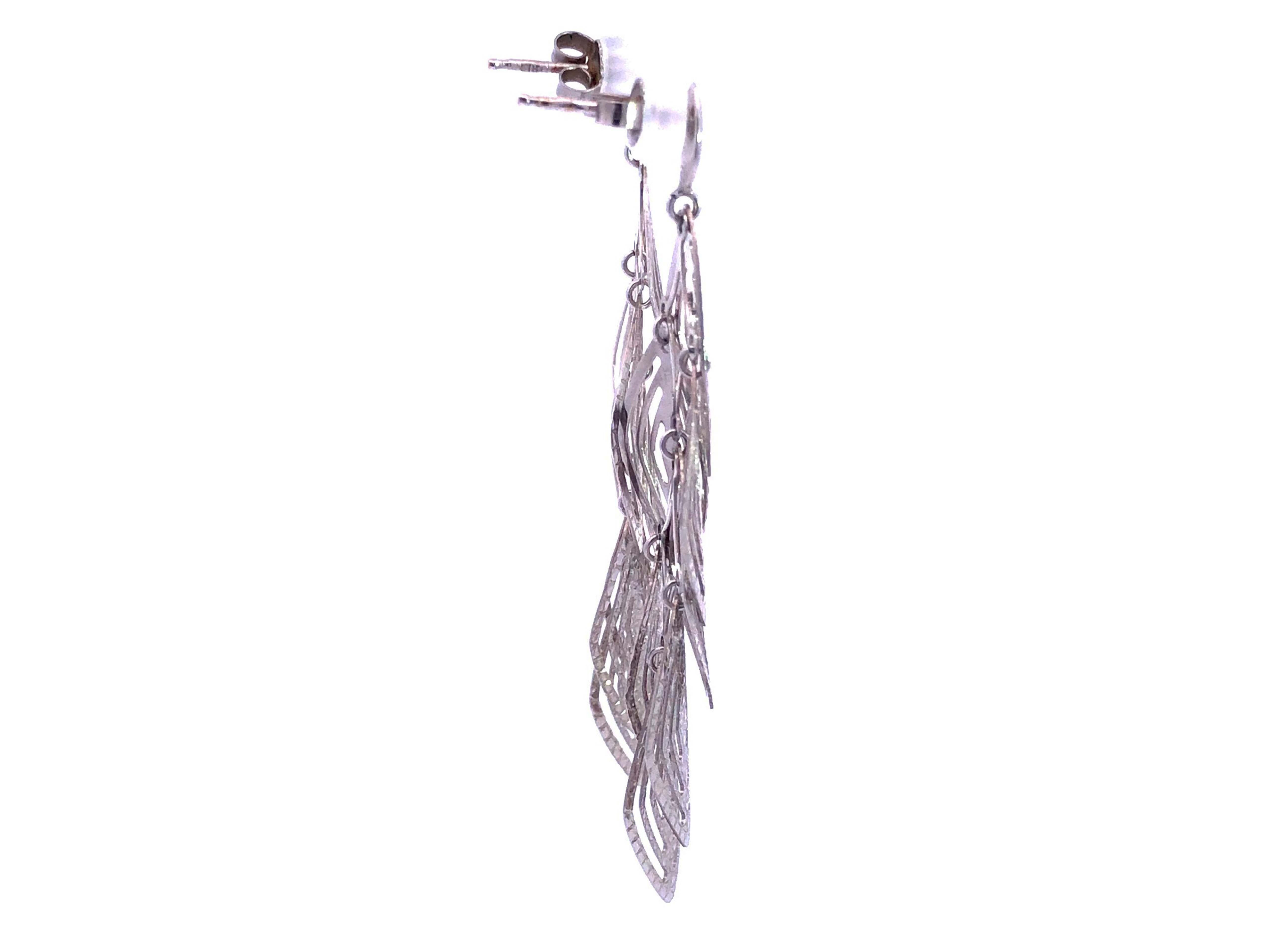 Multi Diamond Shape Dangle Earrings in 14k White Gold 2