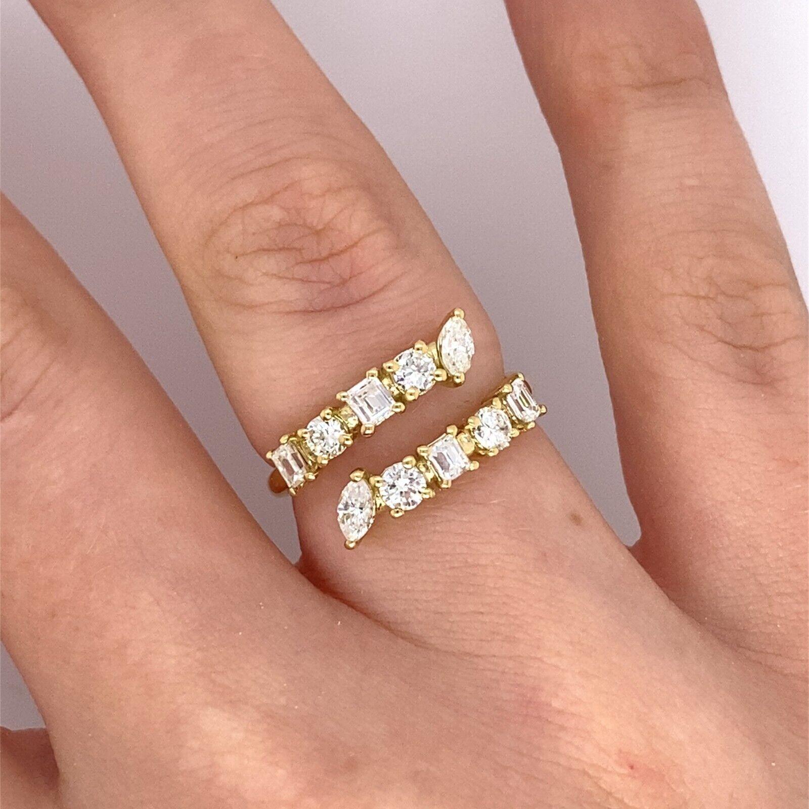 Women's Multi Diamond Shaped Coil Ring Set in 18ct Yellow Gold For Sale