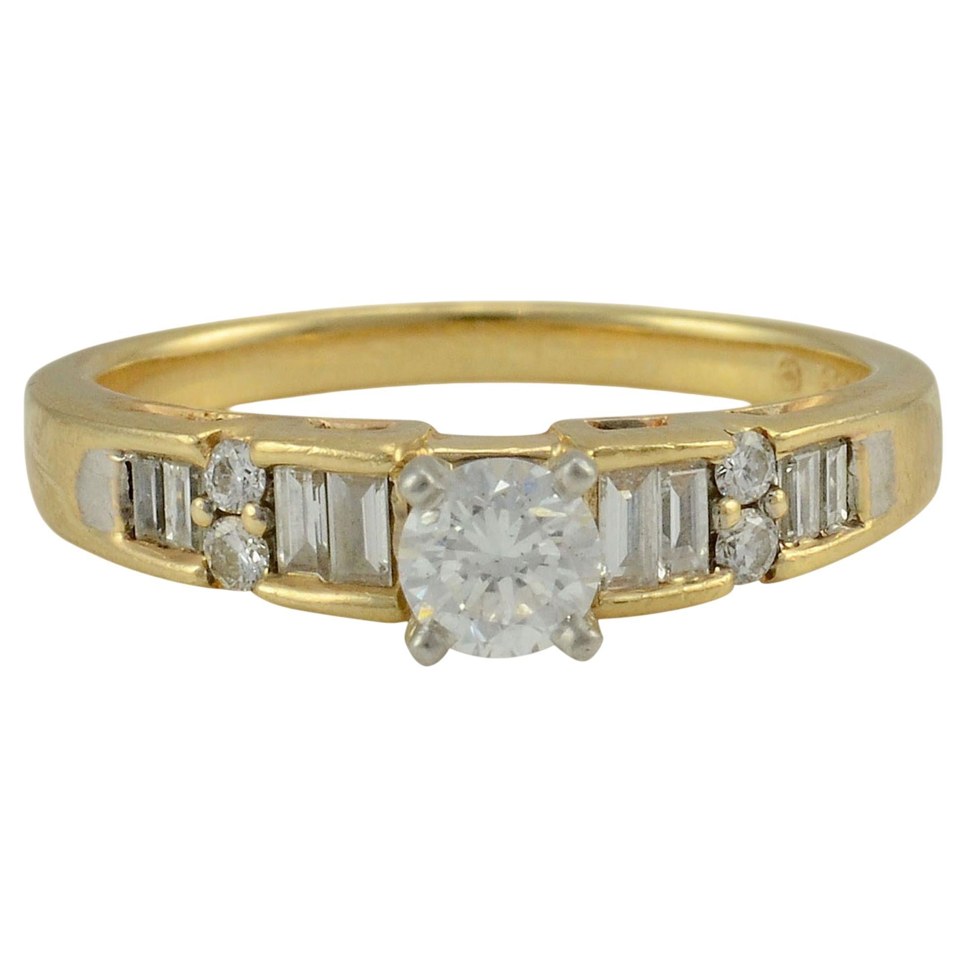Multi Diamond Two Tone Engagement Ring For Sale