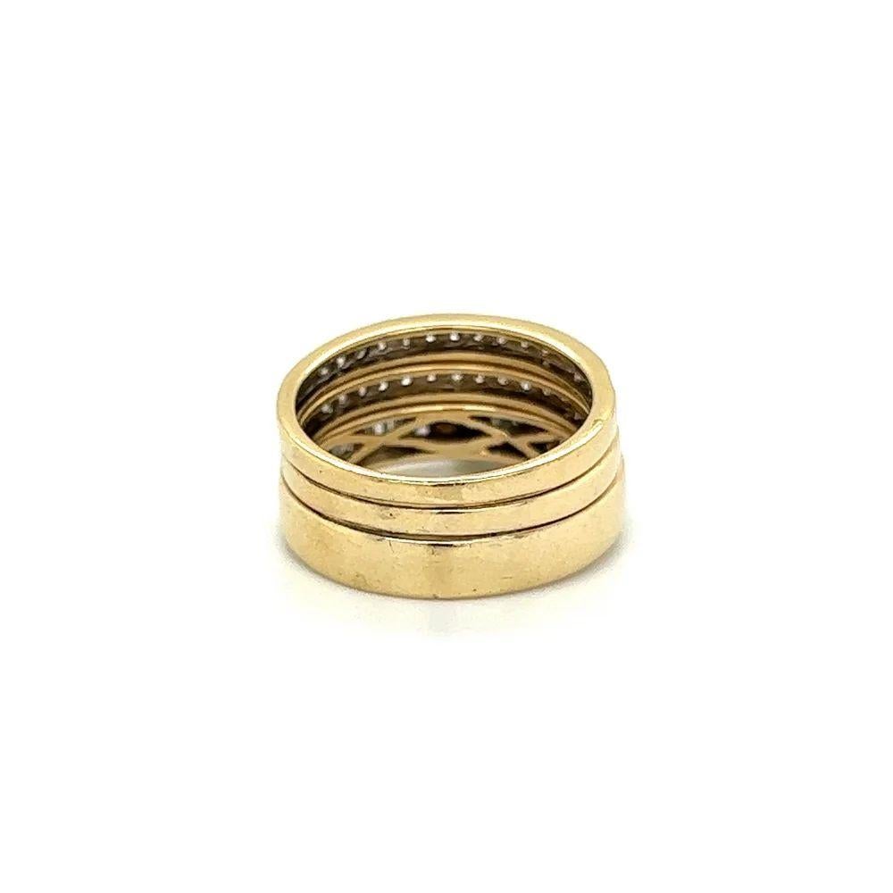 Women's Multi Diamond Wedding 3 Ring Cluster Set Vintage Gold Bands For Sale