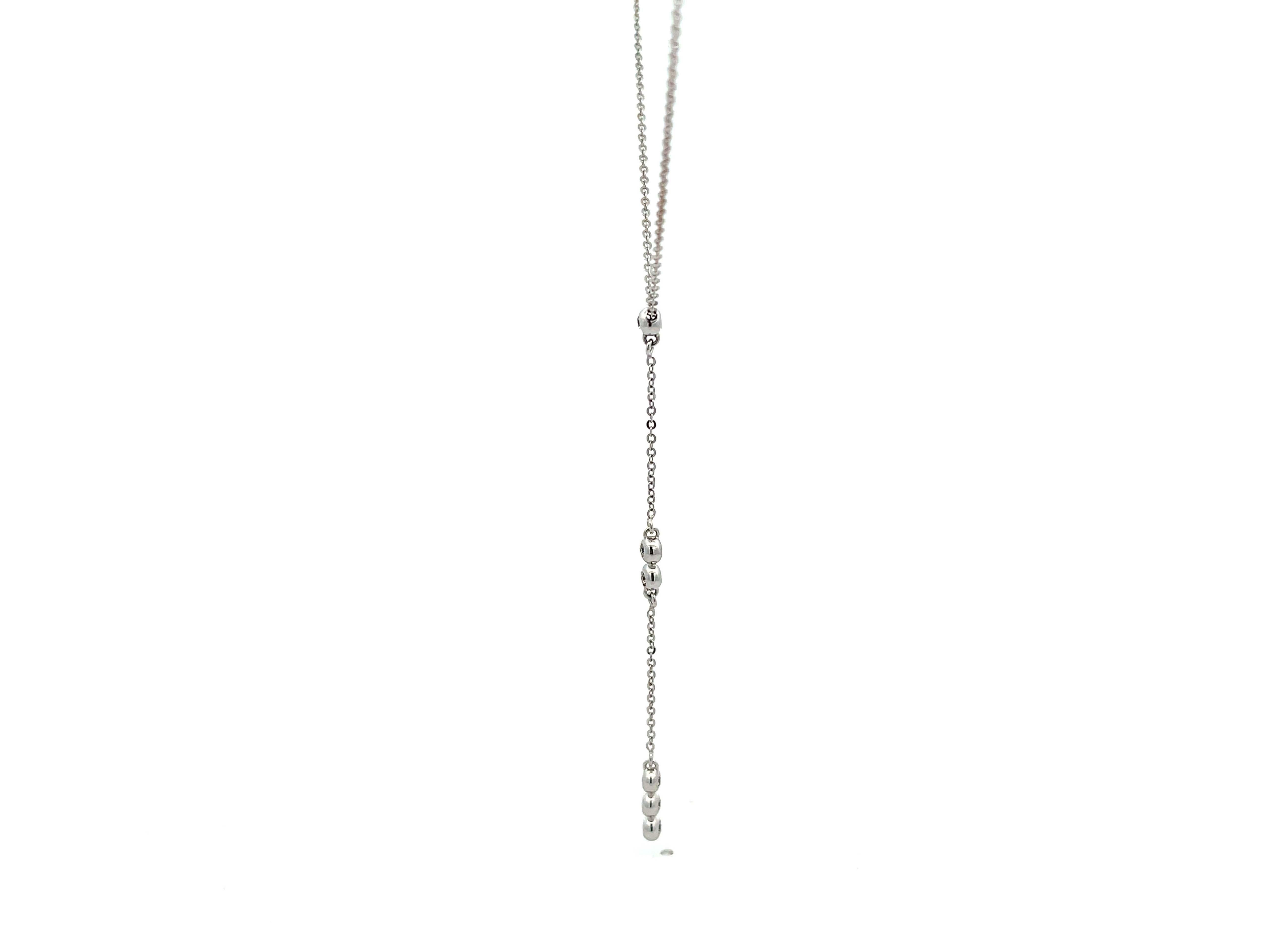 Modern Multi Diamond Y-Drop Necklace in 14k White Gold For Sale