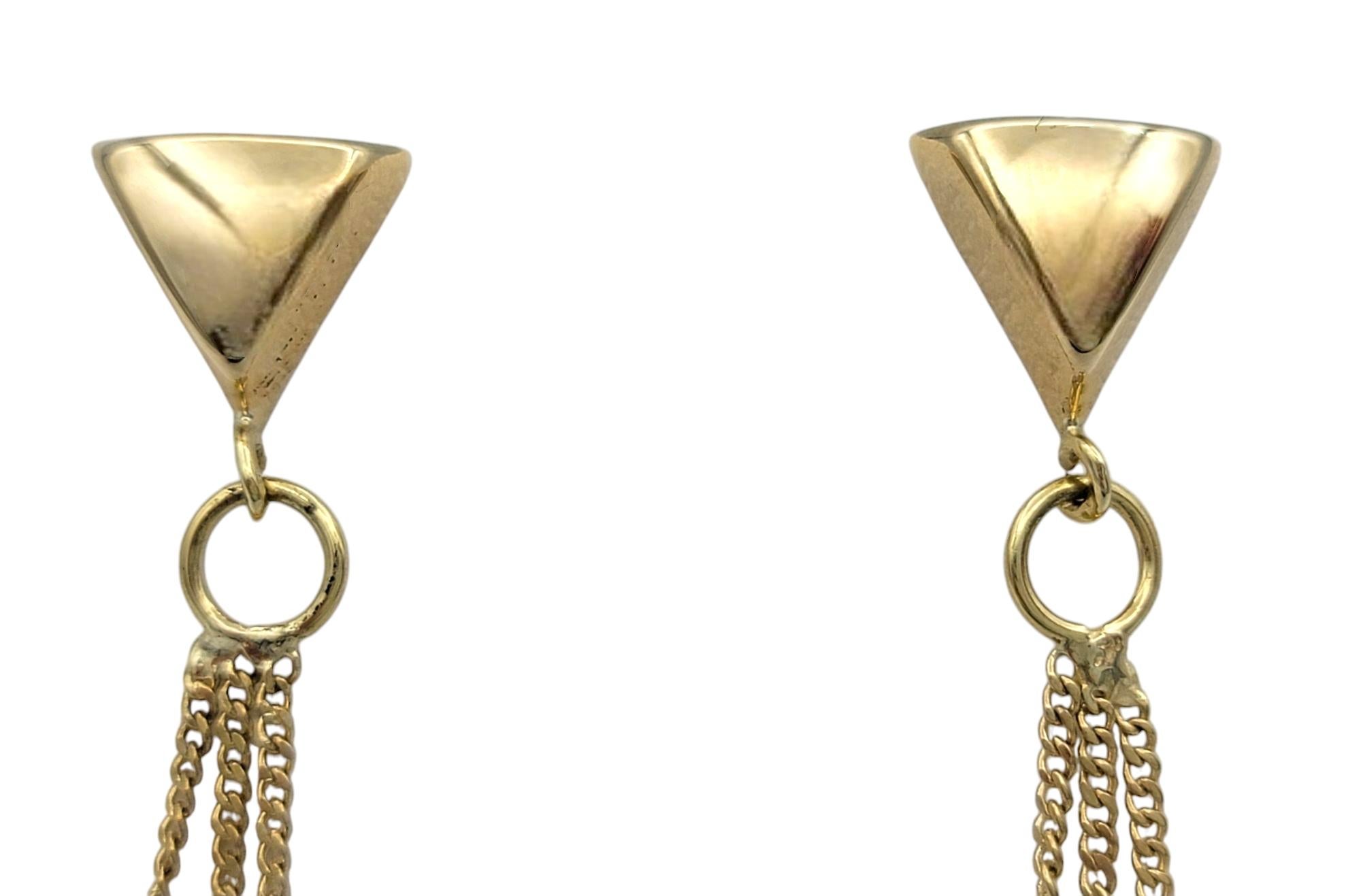 Multi-Dimensional Star Trio Tiered Dangle Earrings in 14 Karat Yellow Gold For Sale 1