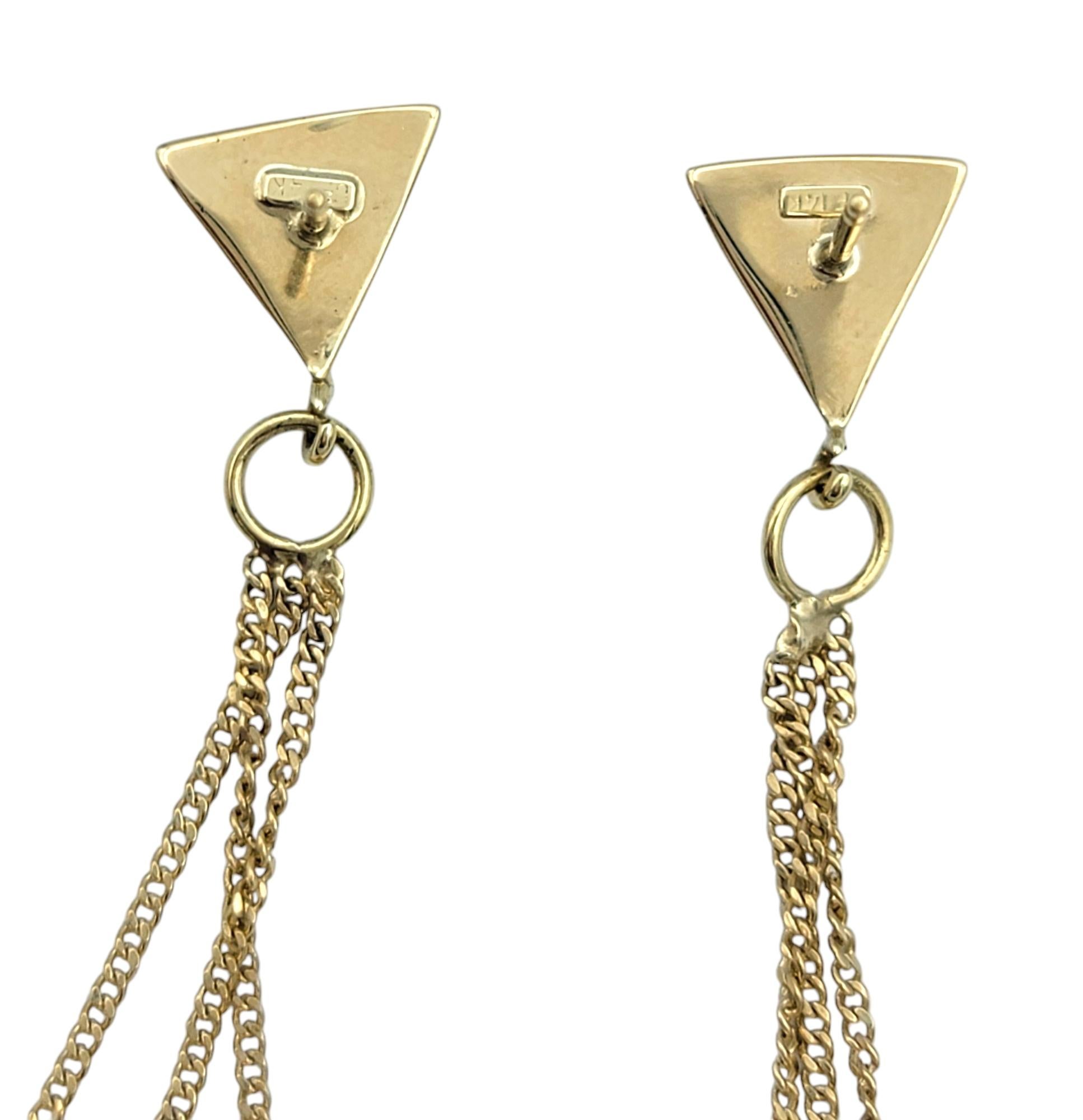 Multi-Dimensional Star Trio Tiered Dangle Earrings in 14 Karat Yellow Gold For Sale 2
