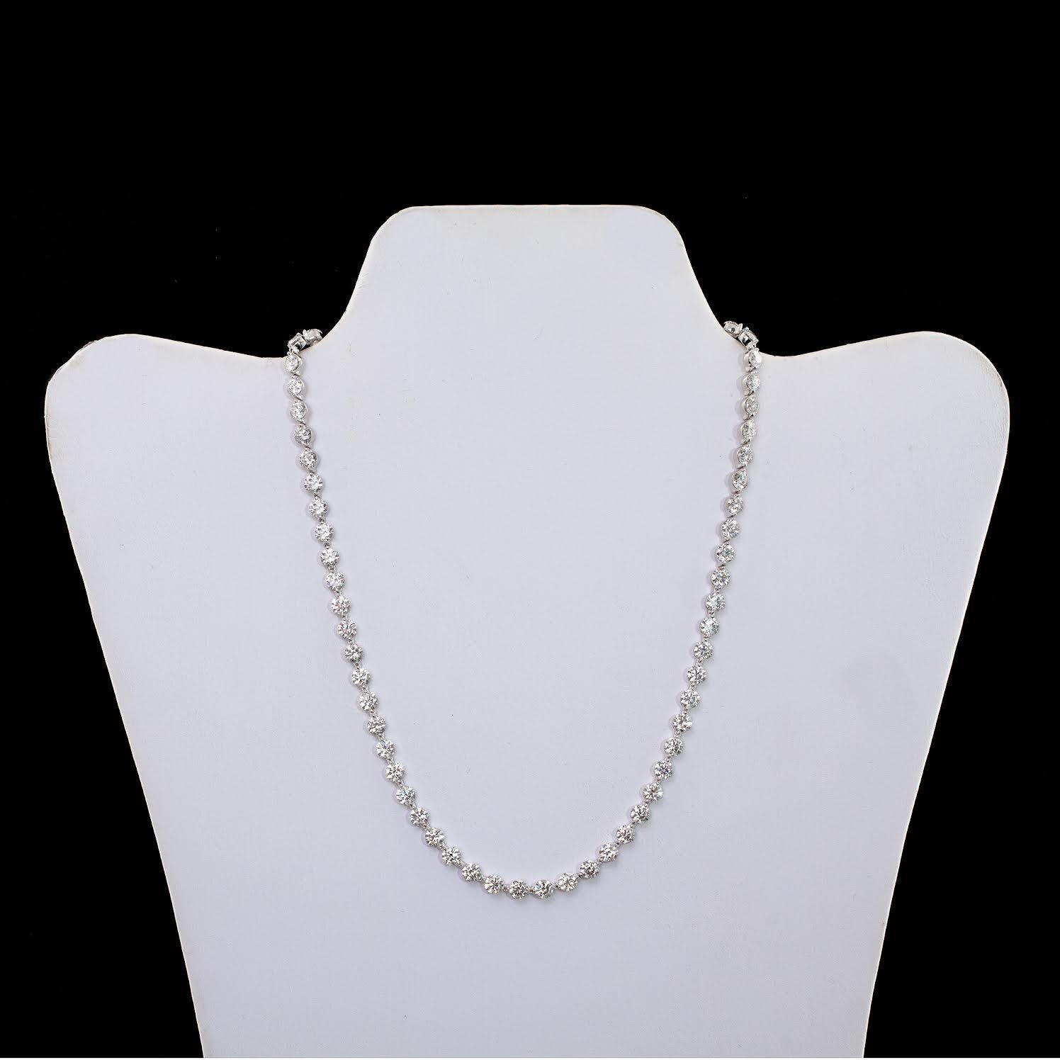 Contemporary Multi-Directional Diamond Tennis Necklace For Sale