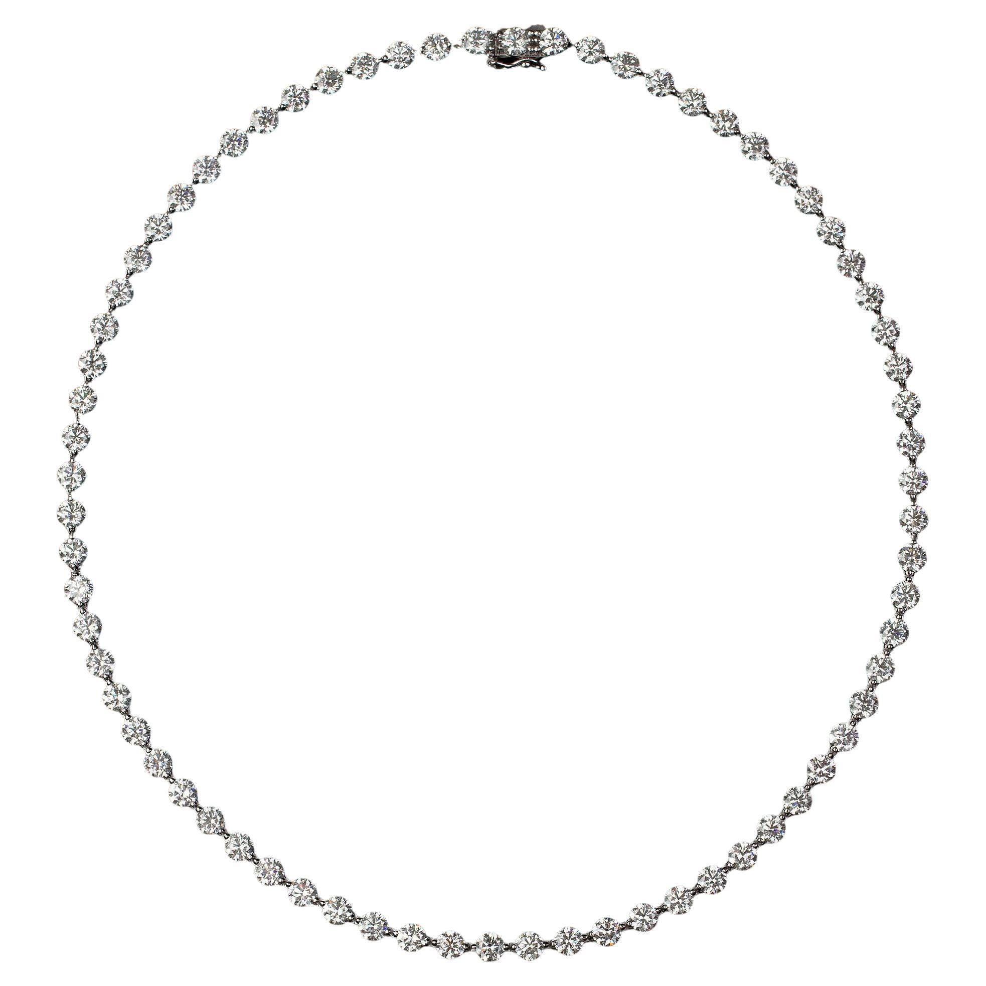 Women's Multi-Directional Diamond Tennis Necklace For Sale